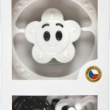 Set zvečkica crno-bijeli – lanac za kolica i zvečkica zvjezdica/šljokica