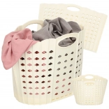 Sklopiva košara za rublje s ručkama, krem