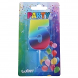 Zabavna svjećica broj 5 u duginim bojama