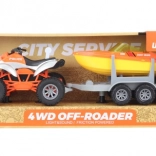 Četverocikl s prikolicom i čamcem na baterije za djecu