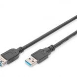 Produžni kabel USB 3.1 Gen 1 SuperSpeed 5 Gbps USB-A muški na USB-A ženski, crni, 1,8 m