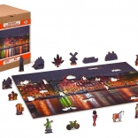 Drvene puzzle Noćni Amsterdam s jedinstvenim dijelovima