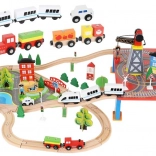 Drvena željeznička pruga s vlakovima na baterije