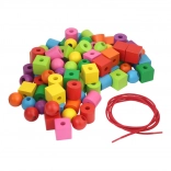 Šarene drvene maxi perle sa špagom za nizanje 92 kom