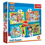 Puzzle 4u1 Psići u ophodnji – vesela ekipa 3+ TREFL