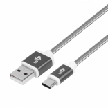 Pleten USB–USB‑C kabel 1,5 m, sivi