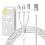 punjački kabel 3-u-1 Baseus StarSpeed, USB‑C + Micro USB + Lightning, 3,5 A, 1,2 m, bijeli