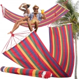 Vrtna viseća mreža s drvenim letvicama 200 × 80 cm, prugasta