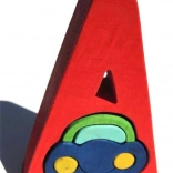 Drveno slovo A s autićem za djecu