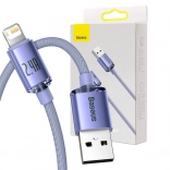 USB kabel Baseus Crystal Shine na Lightning, 2,4A, 2m, ljubičasta