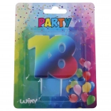 Rođendanska svijeća broj 18 u duginim bojama