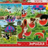 Dino Krtko i kišobran puzzle 3x55 dijelova